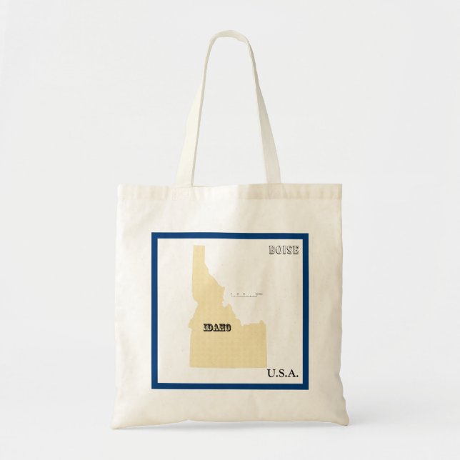Bolsa tote - Mapa del estado de Idaho con ciudad (Frente)