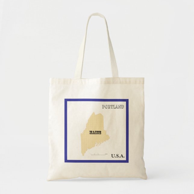 Bolsa tote - Mapa del estado de Maine con ciudad (Frente)