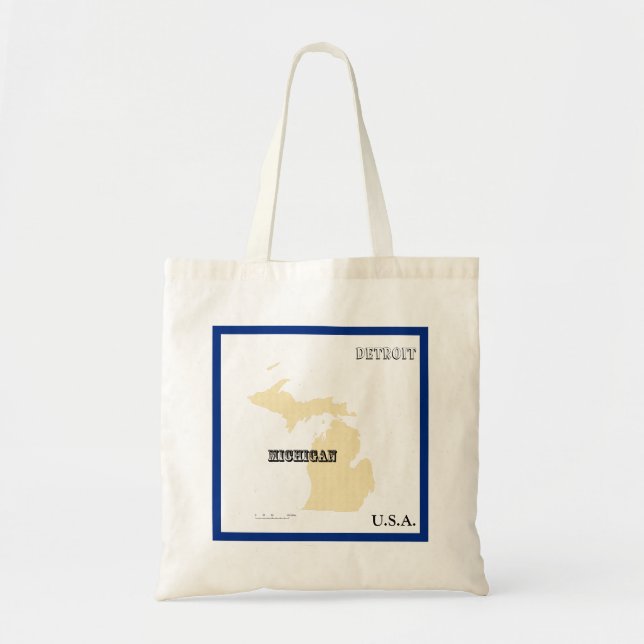 Bolsa tote - Mapa del estado de Michigan con ciuda (Frente)