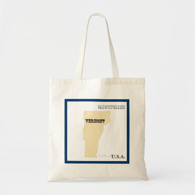 Bolsa tote - Mapa del estado de Vermont con ciudad (Frente)