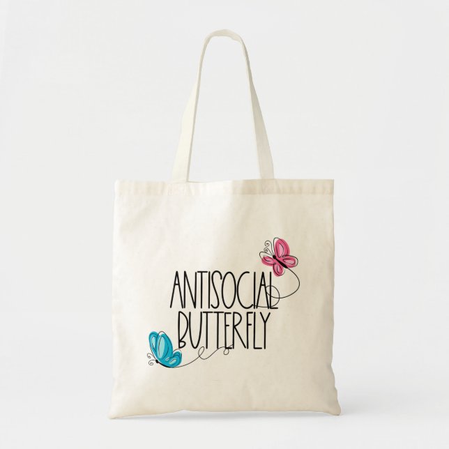 Bolsa Tote Mariposa Antisocial Divertida (Frente)