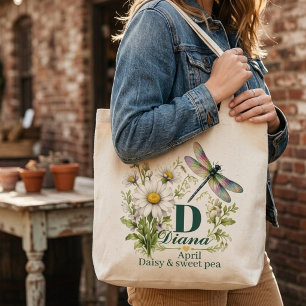 Bolsa Tote Mariposa Monograma de Flor de Cumpleaño