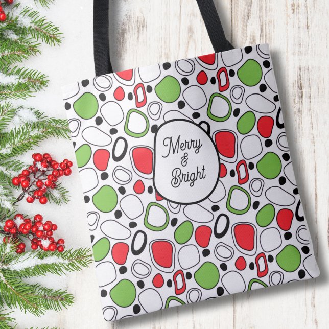 Bolsa tote Merry & Bright – Mensaje personalizado (Personalized Message Holiday Tote Bag)