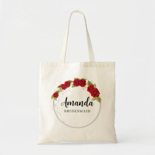 Bolsa tote minimalista de rosas turcas rojas para