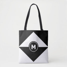 Bolsa tote moderna abstracta en negro y blanco