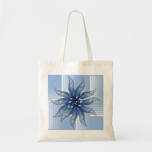 Bolsa tote - Molinete de pluma en azul (Frente)