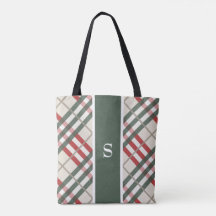 Bolsa Tote Monograma Beige Red Tartan