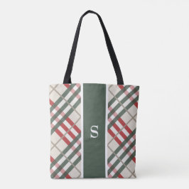 Bolsa Tote Monograma Beige Red Tartan