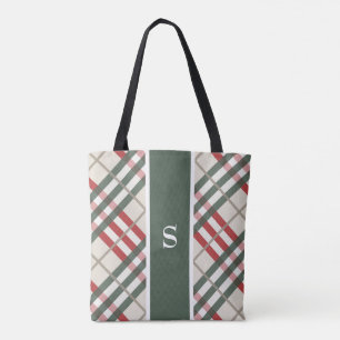 Bolsa Tote Monograma Beige Red Tartan
