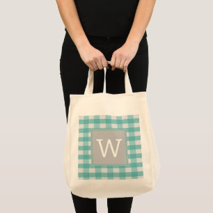 Bolsa Tote Monograma verde azulado de búfalo
