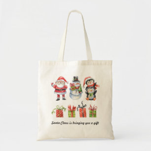 Bolsa tote Navidad de Santa, Muñeco de Nieve y P
