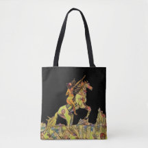 Bolsa tote negra caballo nativo indígena