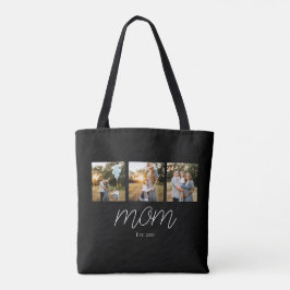 Bolsa Tote Negra con Guión Establecido por Mamá 3 