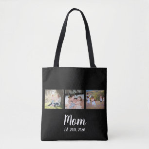 Bolsa Tote Negra con Guión Establecido por Mamá 3 