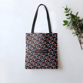 Bolsa tote negra con patrón de triángulo abstracto