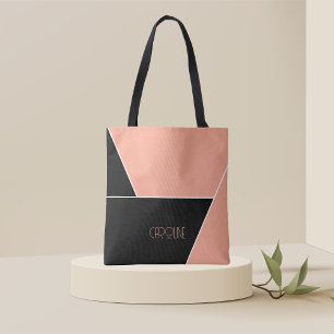 Bolsa tote negra elegante simple con patrón lindo