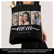 Bolsa Tote Negro con Letra de Mamá Establecida 3 F