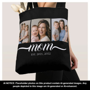 Bolsa Tote Negro con Letra de Mamá Establecida 3 F