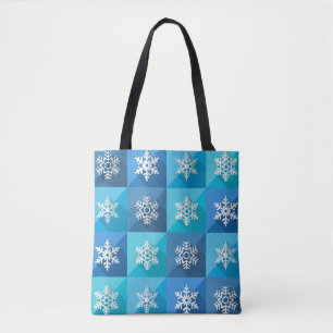 Bolsa tote para hombro Icy Blue Snowflake Xmas