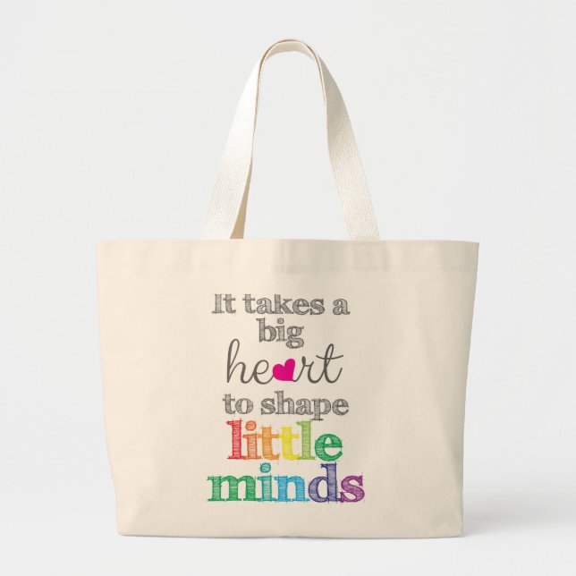 Bolsa tote para maestros con corazón grande (Frente)