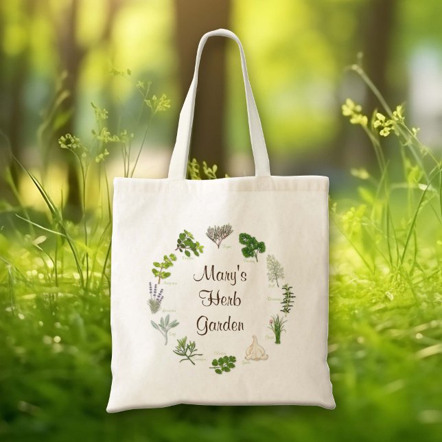 Bolsa Tote para Personalizar tu Jardín de Hierbas (Custom Herb Garden tote Bag
Ready for the farmers market. Fragrant, flavorful herbs and spices.)