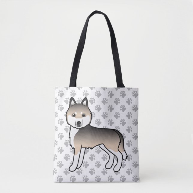 Bolsa Tote Perro Cartoon Husky Siberiano Sable & P (Anverso)