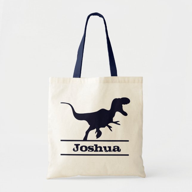 Bolsa tote personalizada con nombre de dinosaurio (Frente)