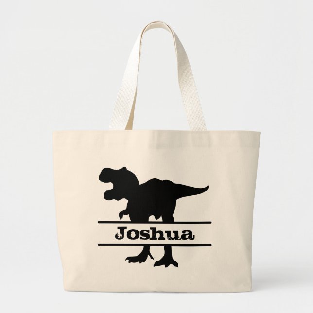 Bolsa tote personalizada con nombre de dinosaurio (Frente)