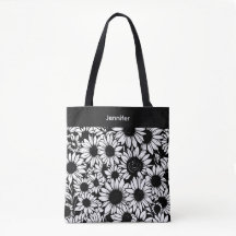 bolsa tote personalizada de girasoles en blanco y 