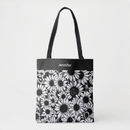 bolsa tote personalizada de girasoles en blanco y 