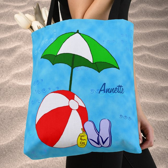 Bolsa Tote Personalizada de Juguetes para Piscina  (Custom Beach Ball Pool Toys Allover Pattern Tote Bag)