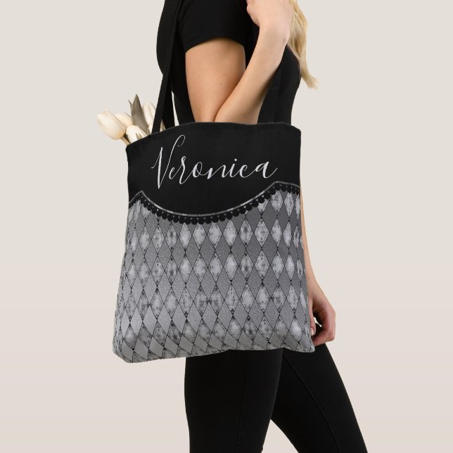 Bolsa Tote Personalizada de moda Silver Harlequin (Detalle)