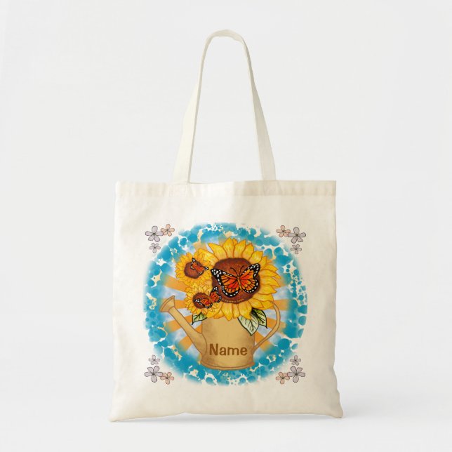 Bolsa tote personalizada Sunflower Watercan (Frente)