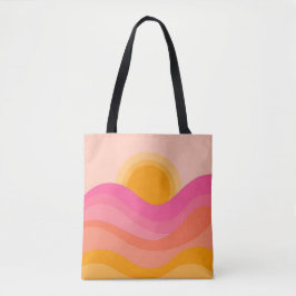 Bolsa tote puesta de sol abstracta | Onda pastel