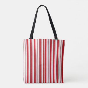 Bolsa Tote, Raya Vertical Rojo y Blanco