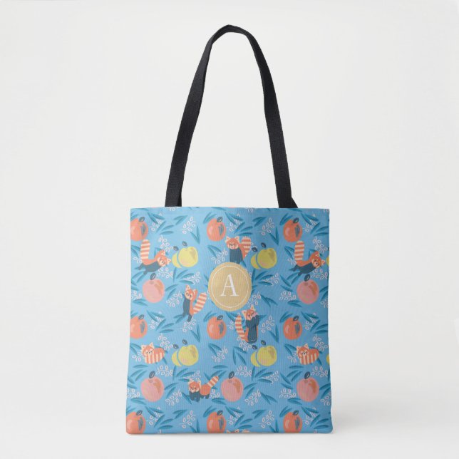 Bolsa Tote 'Red Panda' de Apple Azul personalizada (Anverso)