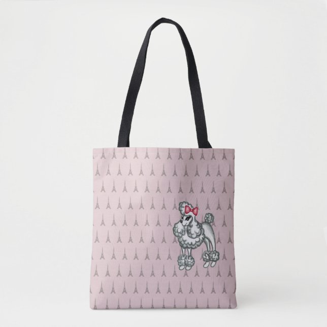 Bolsa tote retro de caniche francés (Anverso)