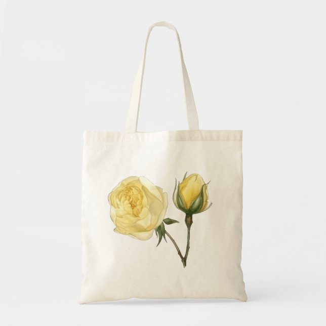 Bolsa tote "Rosa Amarilla con Brote" (Frente)