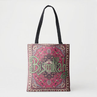 Bolsa tote rosa y verde Bismillah persa