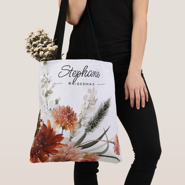 Bolsa tote rústica floral para damas de honor (Detalle)