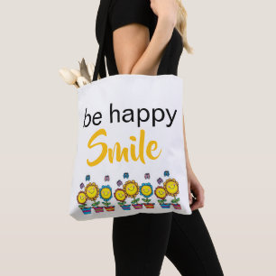 Bolsa Tote, Sé Feliz Sonríe Girasoles Floral
