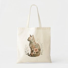 Bolsa tote silueta de gato flor silvestre Boho flo