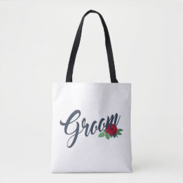 Bolsa Tote Simple Groom Floral Boda Caligrafía