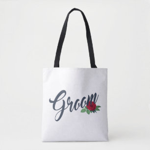 Bolsa Tote Simple Groom Floral Boda Caligrafía