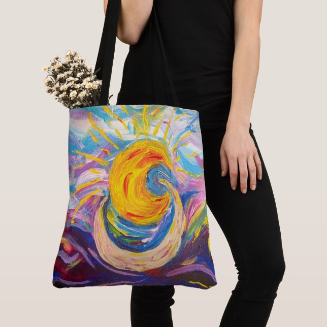 Bolsa Tote "Sun and Moon" (grande) (Detalle)