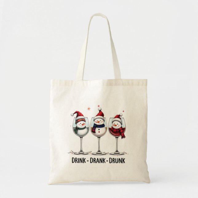 Bolsa Tote | Vaso de vino de muñeco de nieve diver (Frente)