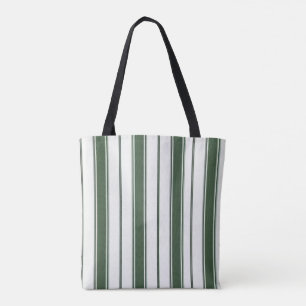 Bolsa Tote, Verde Cazador y Raya Blanca Vertical