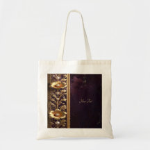 Bolsa Totebag con Adorno Floral Dorado y Perlas