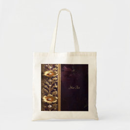 Bolsa Totebag con Adorno Floral Dorado y Perlas