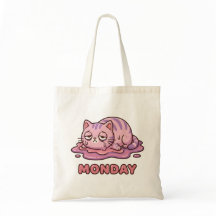 Bolsa Totebag de Gato Rosa de Lunes Divertido